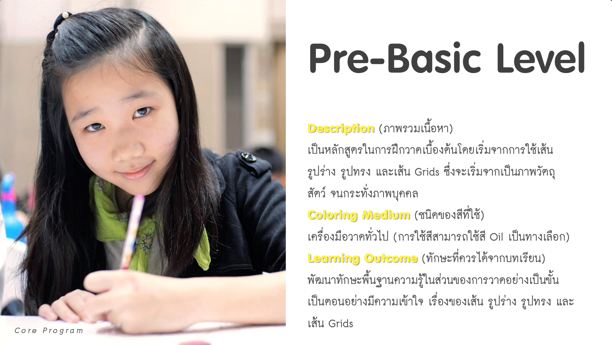 Pre-Basic Level course banner — Global Art Central Ladprao