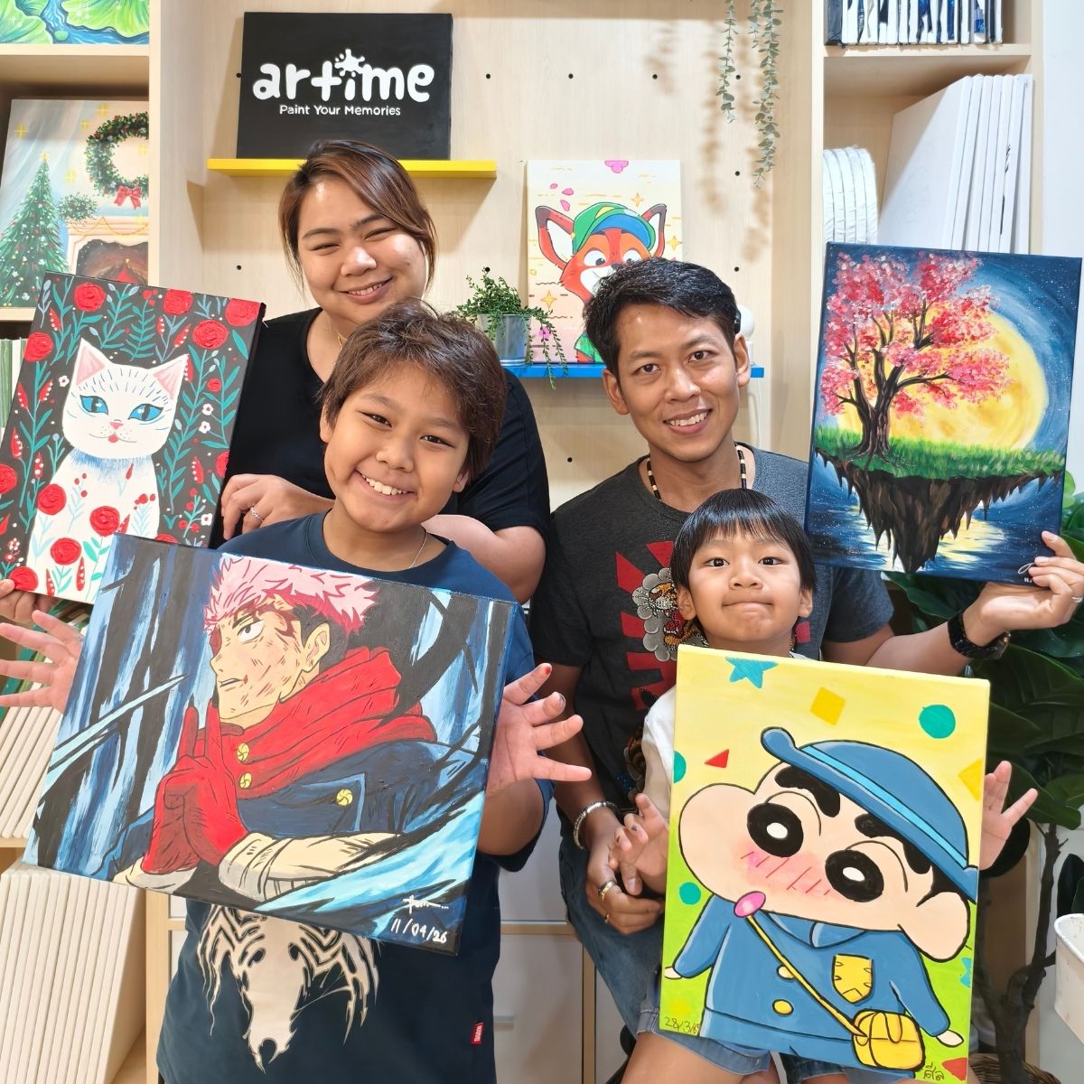 Finished canvas painting from Artime paint bar Bangkok / ผลงานเพ้นท์บาร์ Artime ลาดพร้าว